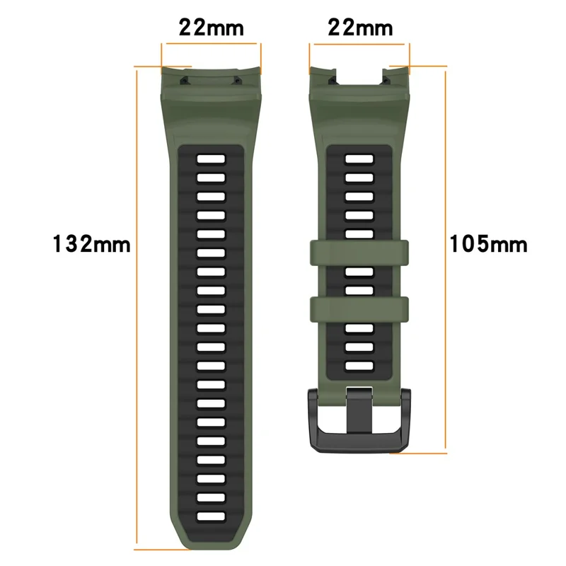 For Garmin Instinct 3 Solar 45mm  /  AMOLED 45mm Watch Band 22mm Dual Color Silicone Replacement Strap - Black  /  Grey