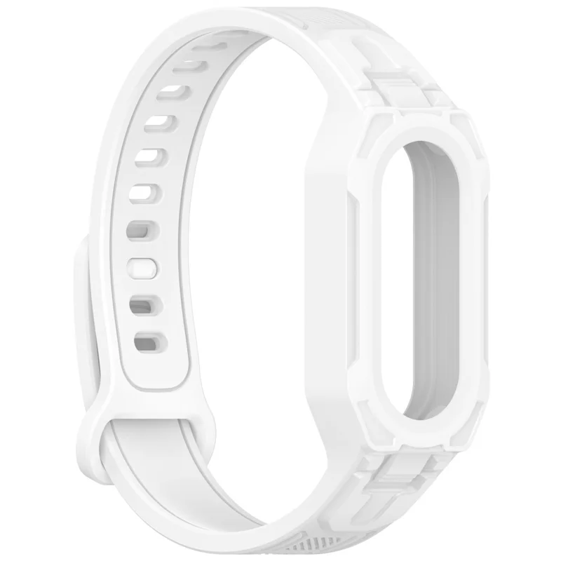 Silicone Strap with Integrated Watch Case For Xiaomi Mi Band 9 Ceramic Edition  /  Smart Band 9 NFC  /  9  /  8 NFC  /  8  /  Mi Band 7 NFC  /  7 - White
