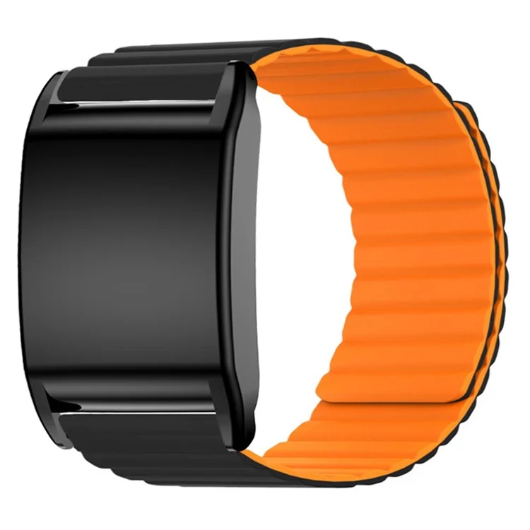 For WHOOP 4.0 Fitness Tracker Silicone Wrist Band Magnetic Replacement Strap with Protective Case - Black+Orange