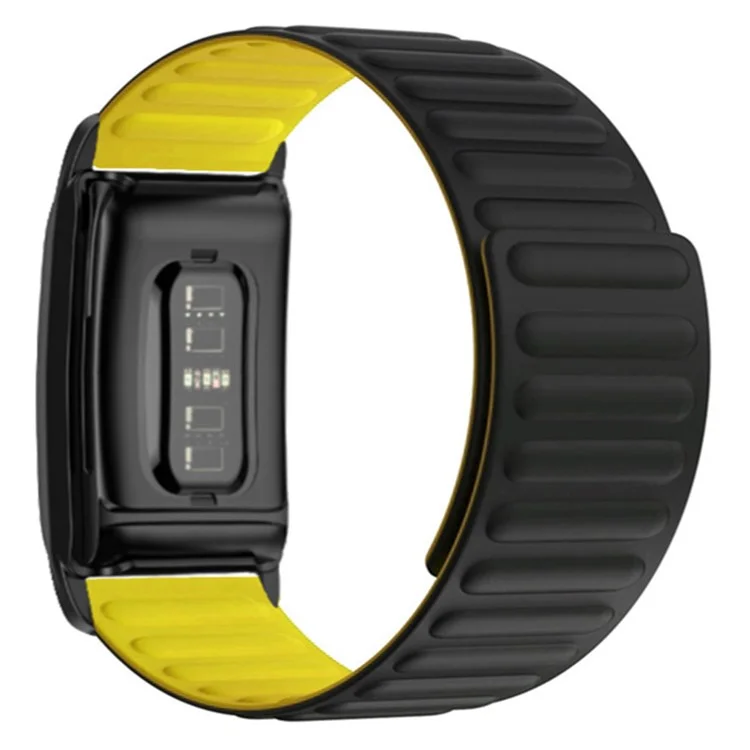 For WHOOP 4.0 Fitness Tracker Silicone Wrist Band Magnetic Replacement Strap with Protective Case - Black+Yellow