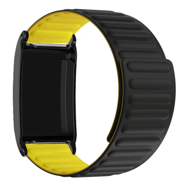 For WHOOP 4.0 Fitness Tracker Silicone Wrist Band Magnetic Replacement Strap with Protective Case - Black+Yellow