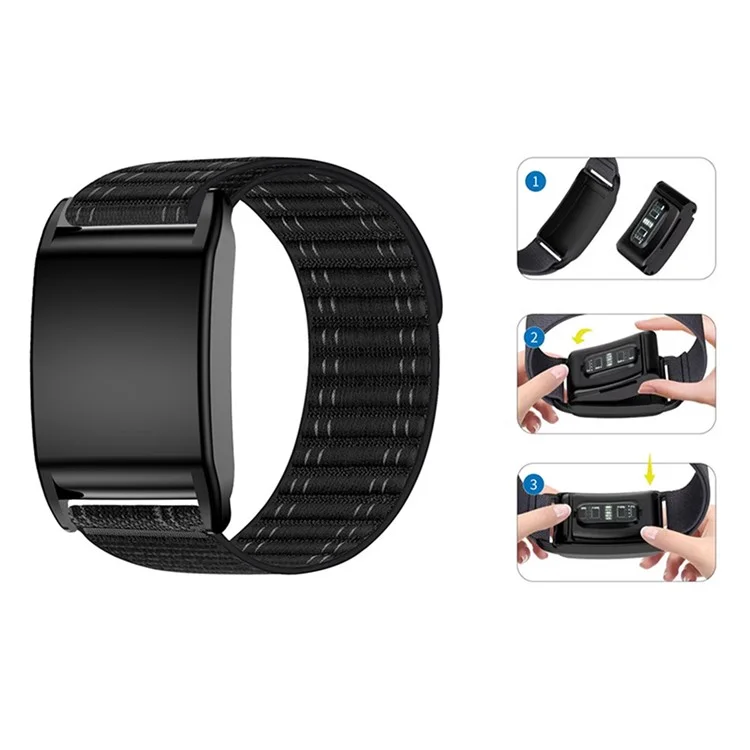 For WHOOP 4.0 Stylish Nylon Wrist Strap Magic Tape Loop Band with Protective Case - Black