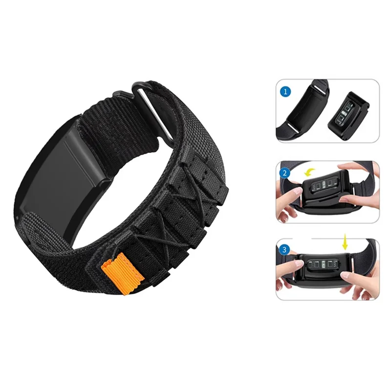For WHOOP 4.0 Breathable Nylon Wrist Strap Magic Tape Loop Watch Band with Protective Case - Black