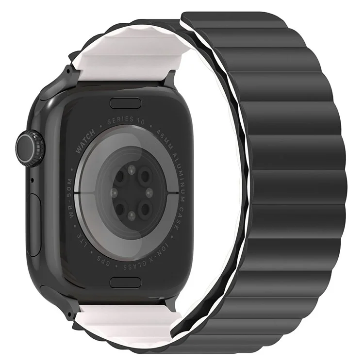 Pulseira de Silicone Magnética Dux Ducis Série SD para Apple Watch Series 10 9 8 7 SE 6 5 4 3 2 1 42mm 41mm 40mm 38mm - Preto / Luz das Estrelas