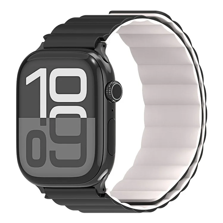 Pulseira de Silicone Magnética Dux Ducis Série SD para Apple Watch Series 10 9 8 7 SE 6 5 4 3 2 1 42mm 41mm 40mm 38mm - Preto / Luz das Estrelas