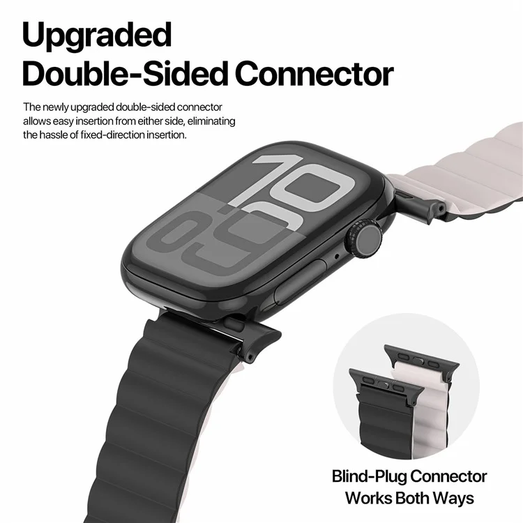 Pulseira de Silicone Magnética Dux Ducis Série SD para Apple Watch Series 10 9 8 7 SE 6 5 4 3 2 1 42mm 41mm 40mm 38mm - Preto / Luz das Estrelas