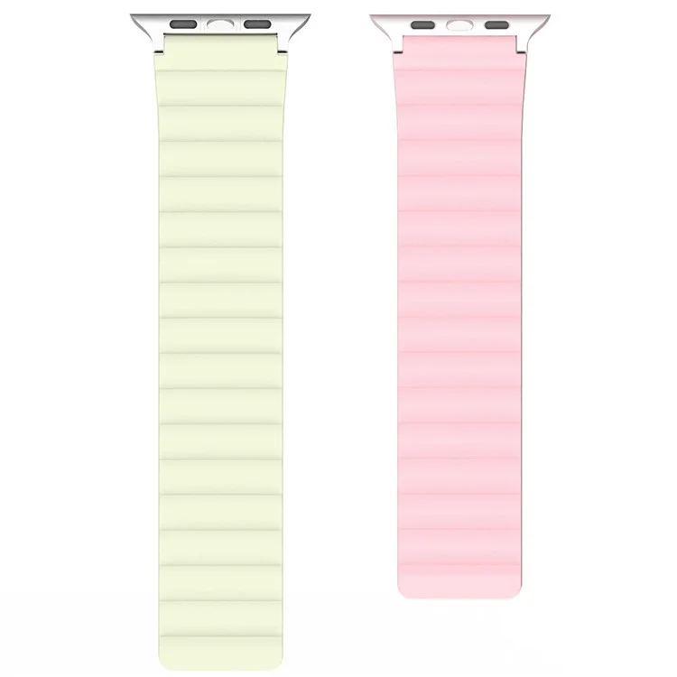 Dux Ducis SD Series Pulseira de Silicone Magnética para Apple Watch Series 10 9 8 7 SE 6 5 4 3 2 1 42mm 41mm 40mm 38mm - Rosa Claro / Verde Claro