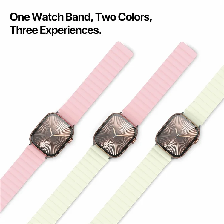 Dux Ducis SD Series Pulseira de Silicone Magnética para Apple Watch Series 10 9 8 7 SE 6 5 4 3 2 1 42mm 41mm 40mm 38mm - Rosa Claro / Verde Claro