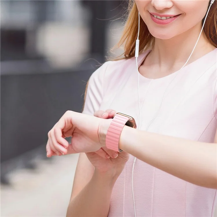 Dux Ducis SD Series Pulseira de Silicone Magnética para Apple Watch Series 10 9 8 7 SE 6 5 4 3 2 1 42mm 41mm 40mm 38mm - Rosa Claro / Verde Claro