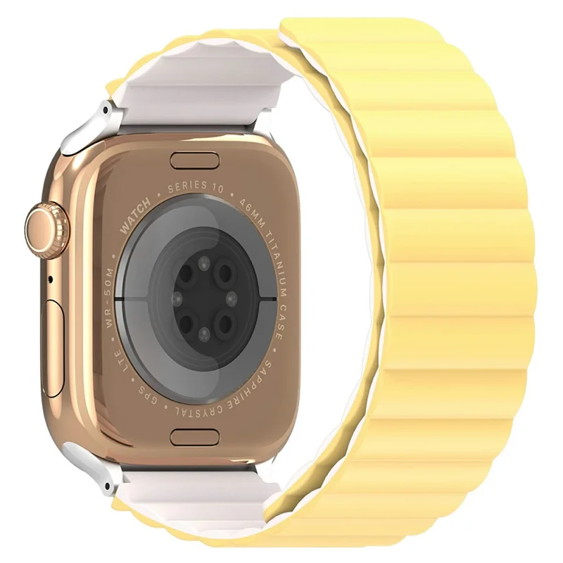 Dux Ducis SD Serie Silikon Magnetisches Uhrenarmband Für Apple Watch Series 10 9 8 7 SE 6 5 4 3 2 1 42mm 41mm 40mm 38mm - Hellgelb / Sternenlicht