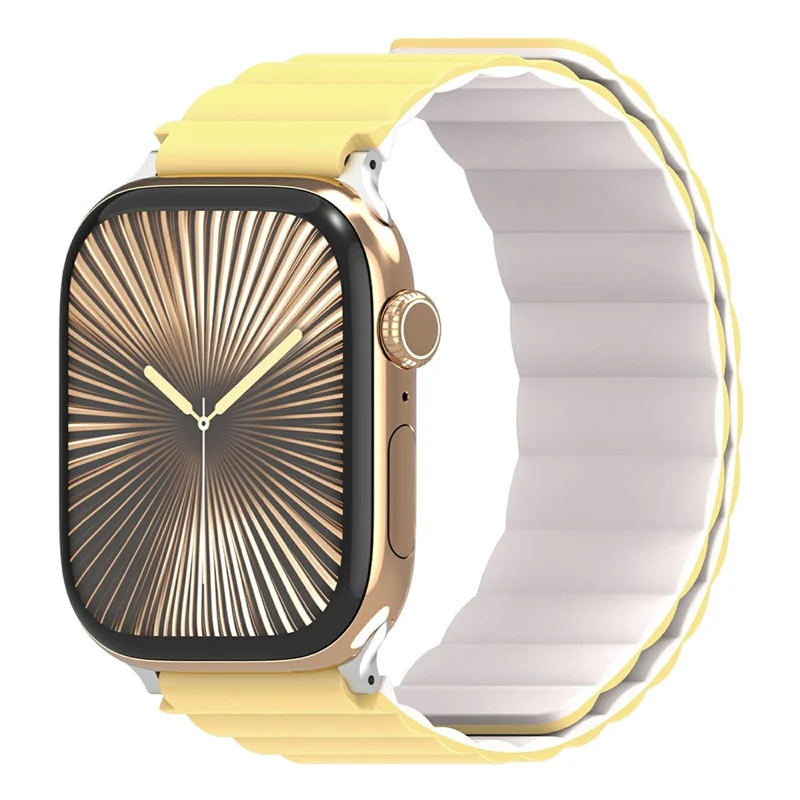 Dux Ducis SD Serie Silikon Magnetisches Uhrenarmband Für Apple Watch Series 10 9 8 7 SE 6 5 4 3 2 1 42mm 41mm 40mm 38mm - Hellgelb / Sternenlicht