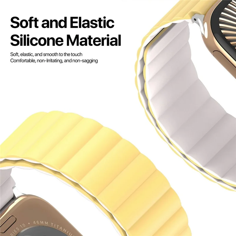 Dux Ducis SD Serie Silikon Magnetisches Uhrenarmband Für Apple Watch Series 10 9 8 7 SE 6 5 4 3 2 1 42mm 41mm 40mm 38mm - Hellgelb / Sternenlicht