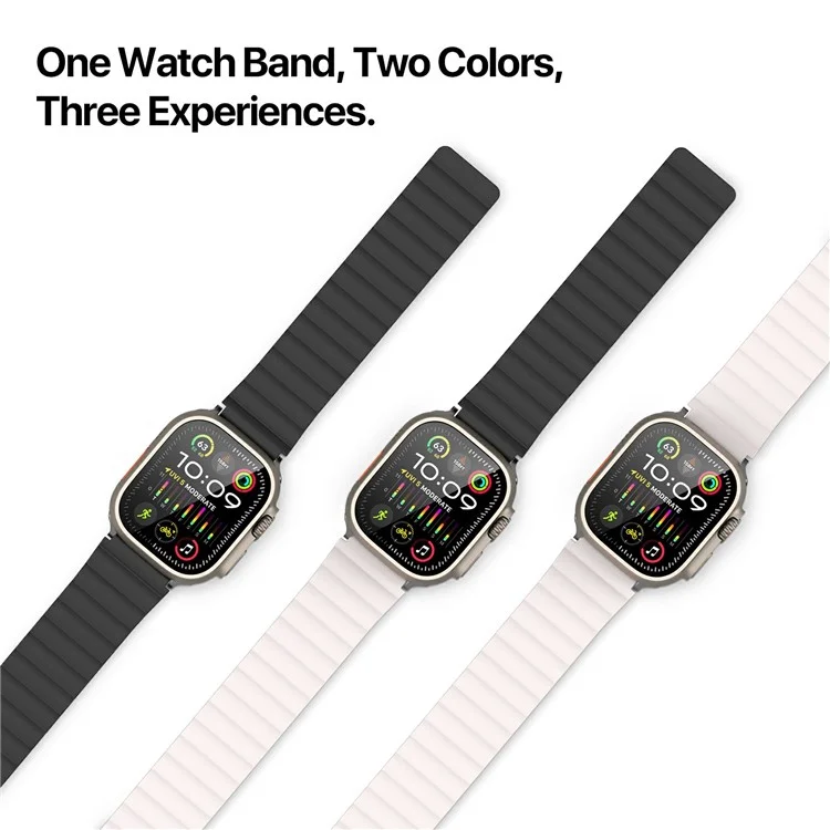 Dux Ducis SD Series Magnetic Watch Strap For Apple Watch Series 10 Ultra 9 8 7 SE 6 5 4 3 2 1 46mm 49mm 45mm 44mm 42mm - Black  /  Starlight