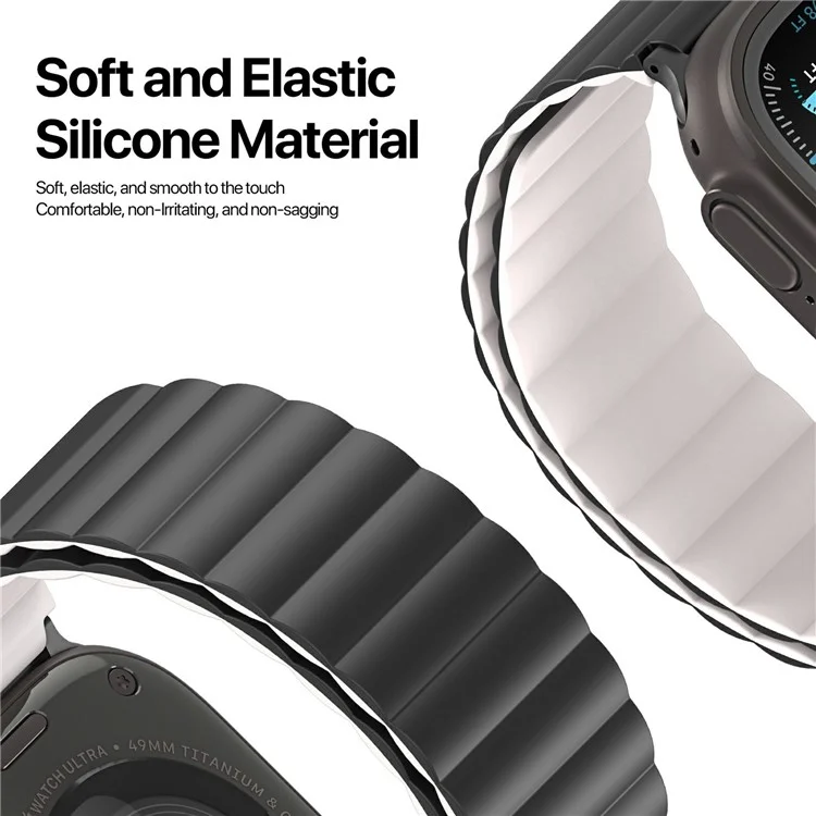 Dux Ducis SD Series Magnetic Watch Strap For Apple Watch Series 10 Ultra 9 8 7 SE 6 5 4 3 2 1 46mm 49mm 45mm 44mm 42mm - Black  /  Starlight