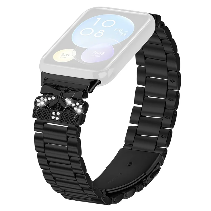 Correa de repuesto para Xiaomi Redmi Watch 4 Decoración con Cristales de Mariposa Banda de Reloj de Metal - Negro