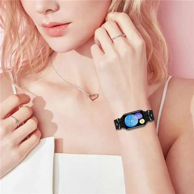 Replacement Strap for Xiaomi Smart Band 8 Pro Butterfly Rhinestones Decor Metal Watch Band - Black