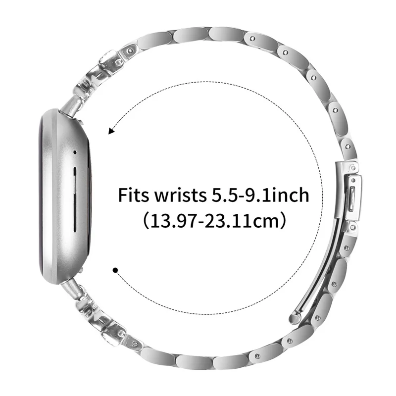 Replacement Strap for Fitbit Versa 4 / Sense 2 Butterfly Rhinestones Decor Silver Watch Band