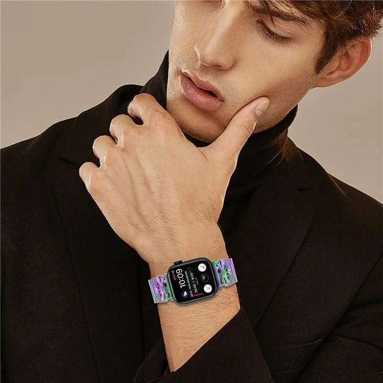 Replacement Strap for Apple Watch Series 10 9 8 7 SE 6 5 4 3 2 1 42mm 41mm 40mm 38mm Butterfly Rhinestones Decor Watch Band - Colorful