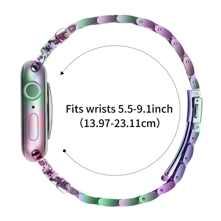 Replacement Strap for Apple Watch Series 10 9 8 7 SE 6 5 4 3 2 1 42mm 41mm 40mm 38mm Butterfly Rhinestones Decor Watch Band - Colorful