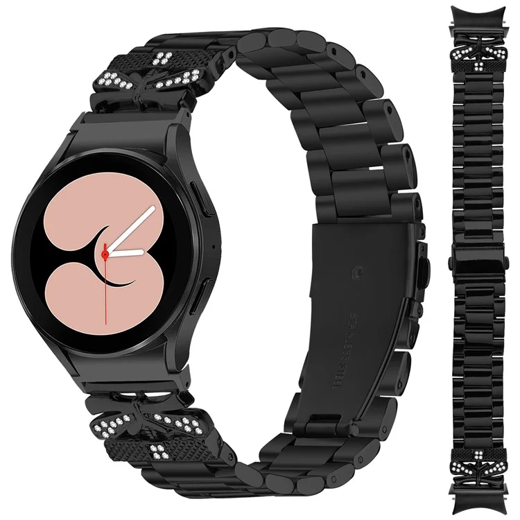 Metal Strap with Quick Release Connector for Samsung Galaxy Watch6 40mm / 44mm / 6 Classic 43mm / 47mm Butterfly Watch Band - Black
