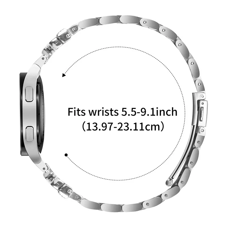 Metallarmband mit Schnellverschluss-Anschluss für Samsung Galaxy Watch6 / Watch6 Classic Schmetterlingsstrass-Verzierung Silbernes Uhrenarmband