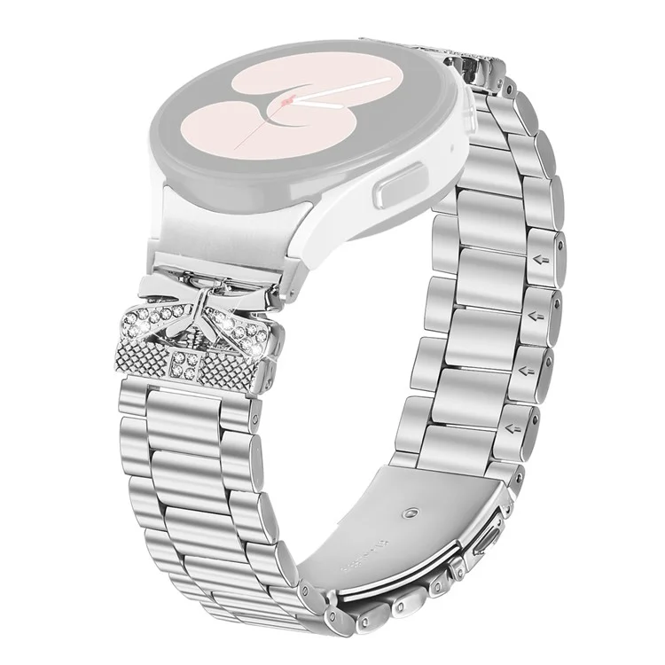 Metal Strap with Quick Release Connector for Samsung Galaxy Watch 5 Pro 45mm / 5 / 5 Active / 4 / 4 Classic / 4 Active Butterfly Silver Watch Band