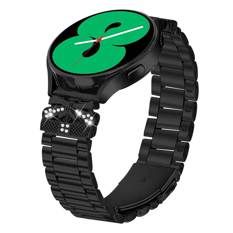 Bracelet de Remplacement pour Samsung Galaxy Watch4 40mm / 44mm Papillon Strass Décor Bracelet de Montre en Métal - Noir