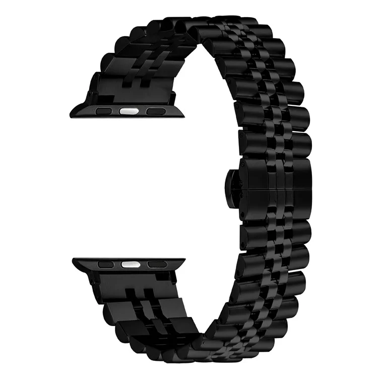 Metal Watch Band for Apple Watch Series 10 9 8 7 SE 6 5 4 3 2 1 42mm 41mm 40mm 38mm Replacement Strap with Butterfly Clasp - Black