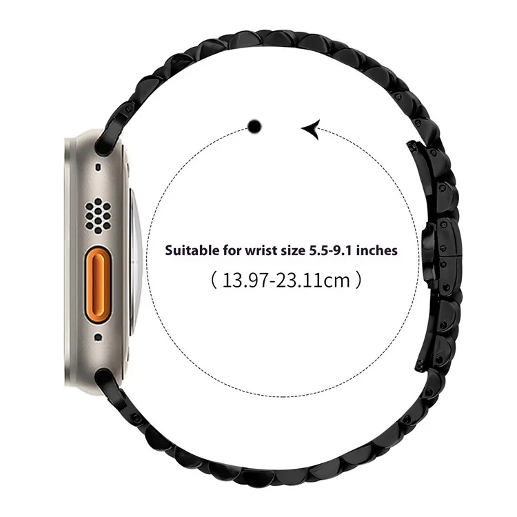Metal Watch Band for Apple Watch Series 10 9 8 7 SE 6 5 4 3 2 1 42mm 41mm 40mm 38mm Replacement Strap with Butterfly Clasp - Black