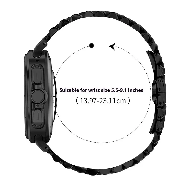 For Samsung Galaxy Watch Ultra 47mm Metal Watch Band Replacement Strap with Butterfly Clasp - Black