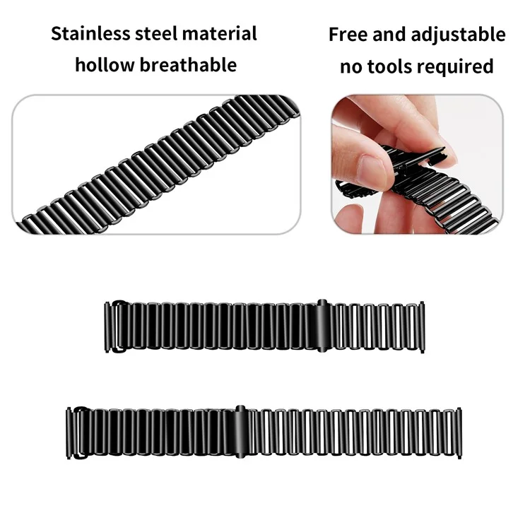 For Nokia Withings Steel HR 36mm / Steel Stainless Steel Watch Band Slingshot Buckle Loop Strap - Black