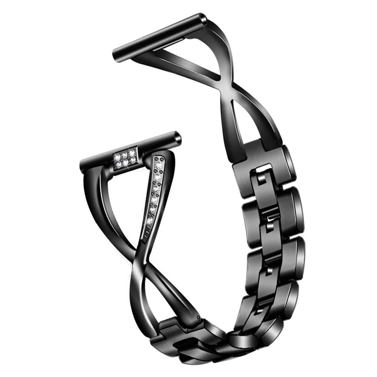 Correa de reloj de diseño X grande con strass para Nokia Withings Steel HR 36mm / Steel - Negro