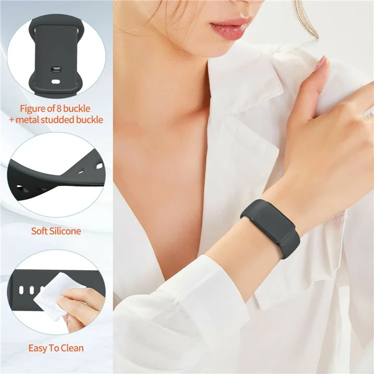 For Whoop 4.0 Watch Band 8-Shaped Buckle Silicone Wristband Adjustable Strap - Black