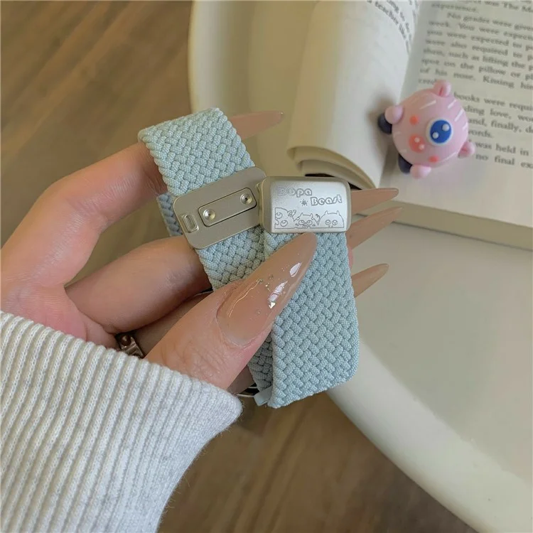 Bracelet en nylon de 20 mm pour Samsung Galaxy Watch6 Classic / 6 / 5 Pro Décor Petits Monstres Bracelet de Montre Tressé - Vert Menthe