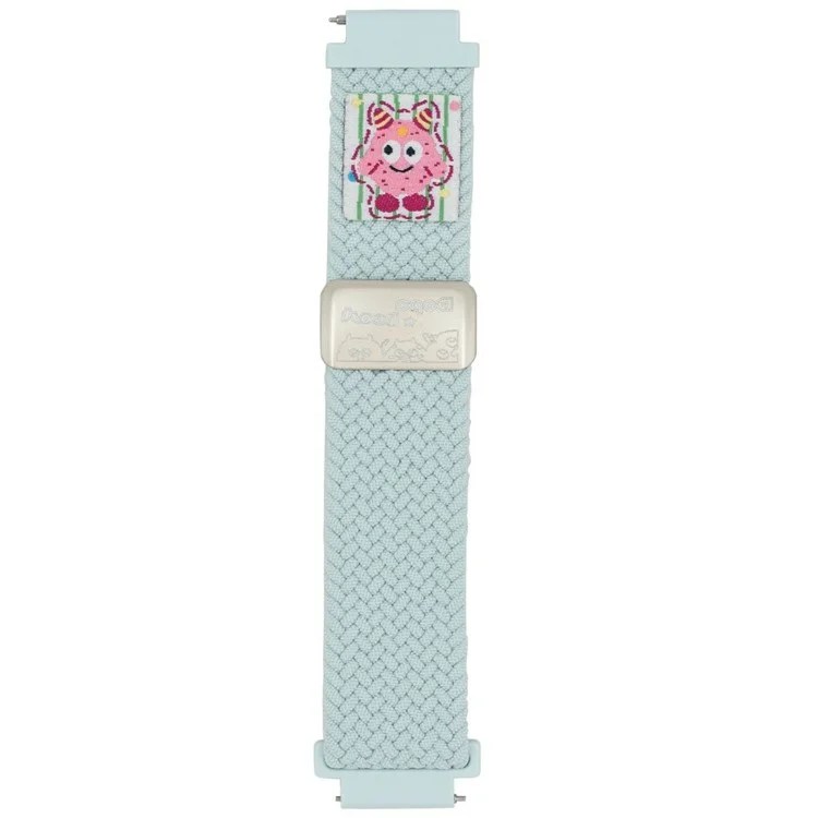 22mm Nylon Strap for Huawei Watch GT 5 46mm / 5 Pro 46mm / Samsung Galaxy Watch3 45mm Little Monsters Decor Braided Watch Band - Mint Green