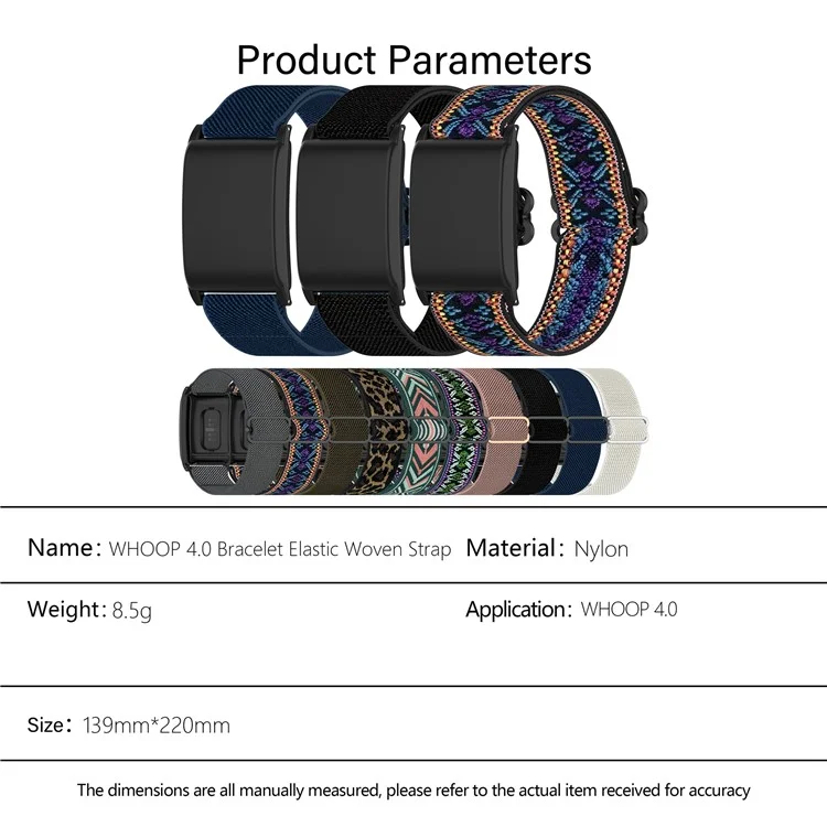 KALEBOL For WHOOP 4.0 Watch Strap Elastic Woven Adjustable Nylon Wrist Band - Black
