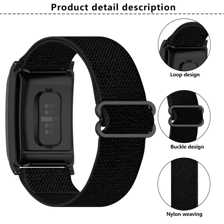 KALEBOL For WHOOP 4.0 Watch Strap Elastic Woven Adjustable Nylon Wrist Band - Black