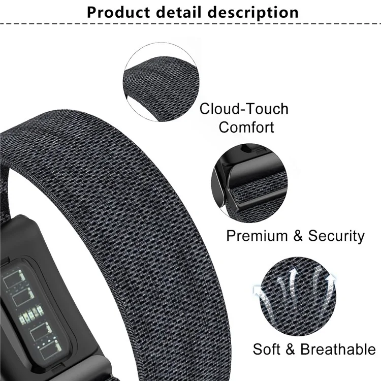 KALEBOL Pour Bracelet de Montre WHOOP 4.0 en Nylon Tressé Élastique - Noir / Gris