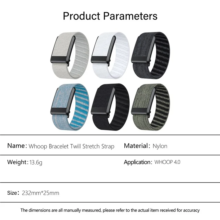 KALEBOL Pour Bracelet de Montre WHOOP 4.0 en Nylon Tressé Élastique - Noir / Gris