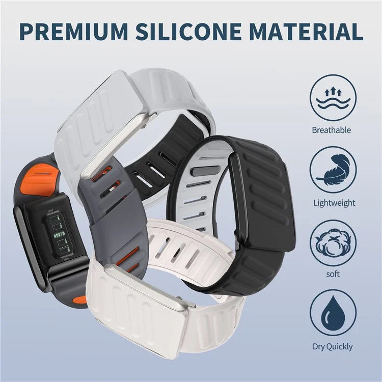 KALEBOL Pour Bracelet de montre WHOOP 4.0 Réglable Respirant en Silicone - Gris Clair / Noir