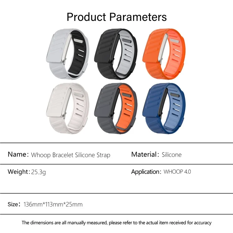 KALEBOL Pour Bracelet de montre WHOOP 4.0 Réglable Respirant en Silicone - Gris Clair / Noir