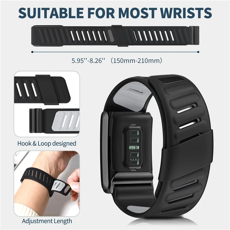 KALEBOL Pour Bracelet de montre WHOOP 4.0 Réglable Respirant en Silicone - Gris Clair / Noir