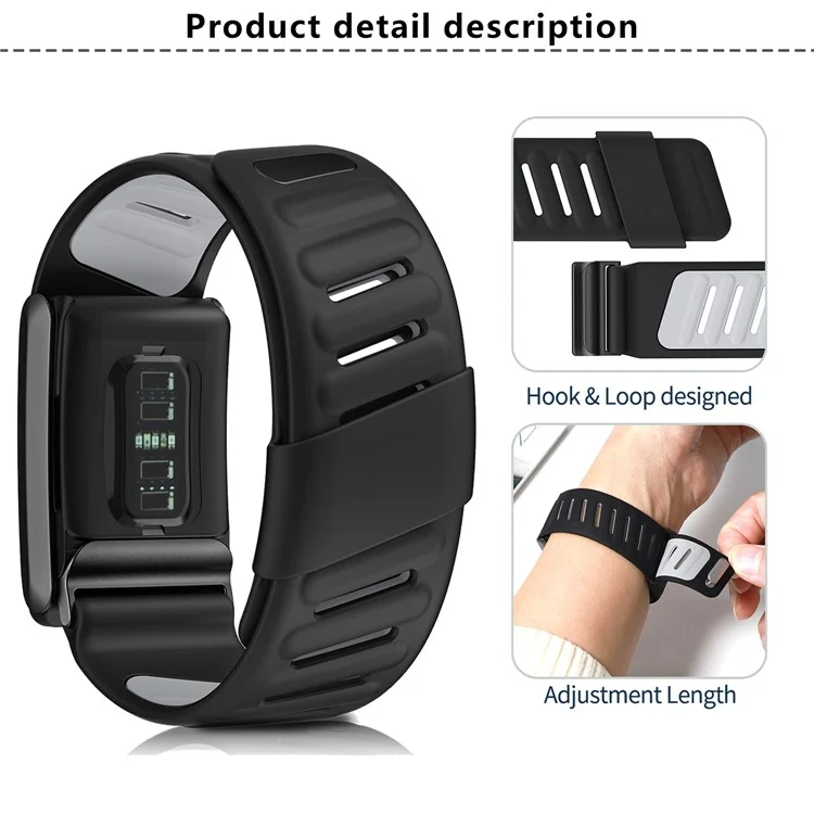 KALEBOL Pour Bracelet de montre WHOOP 4.0 Réglable Respirant en Silicone - Gris Clair / Noir