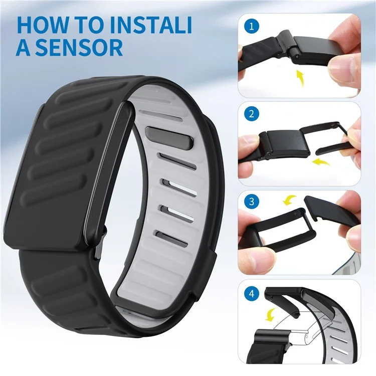 KALEBOL Pour Bracelet de montre WHOOP 4.0 Réglable Respirant en Silicone - Gris Clair / Noir