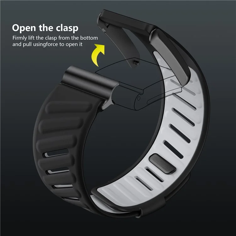 KALEBOL Pour Bracelet de montre WHOOP 4.0 Réglable Respirant en Silicone - Gris Clair / Noir