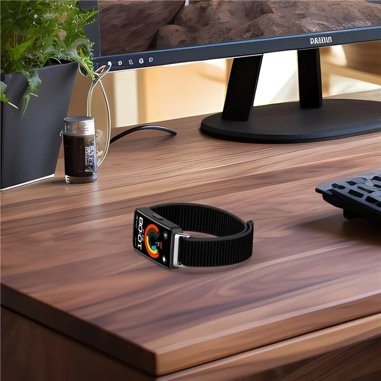 KALEBOL Watch Strap For Huawei Band 10  /  9  /  8 Magic Tape Nylon Replacement Wrist Band - Rainbow
