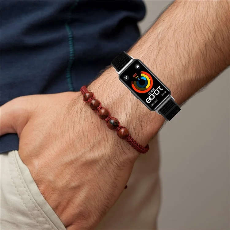 KALEBOL Watch Strap For Huawei Band 10  /  9  /  8 Magic Tape Nylon Replacement Wrist Band - Rainbow