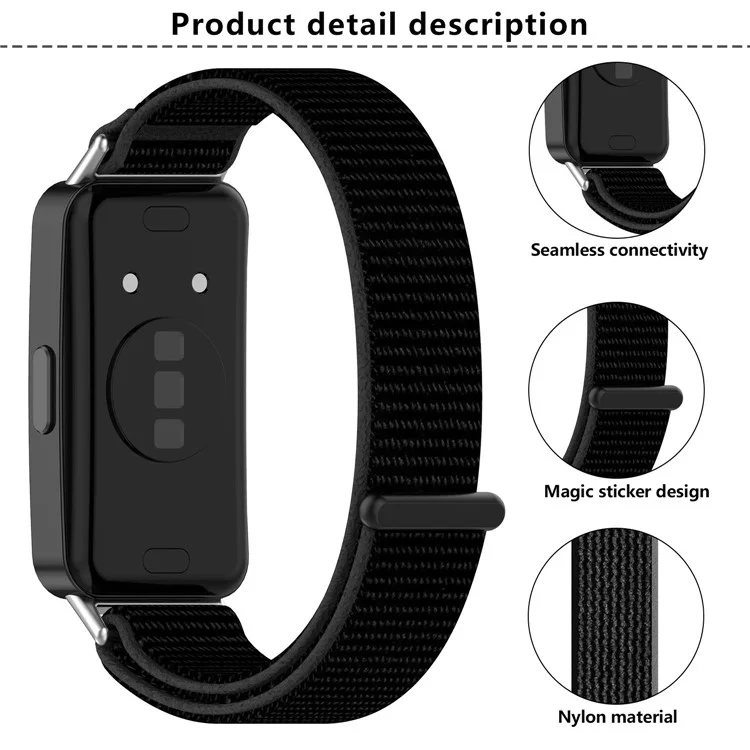 KALEBOL Watch Strap For Huawei Band 10  /  9  /  8 Magic Tape Nylon Replacement Wrist Band - Rainbow