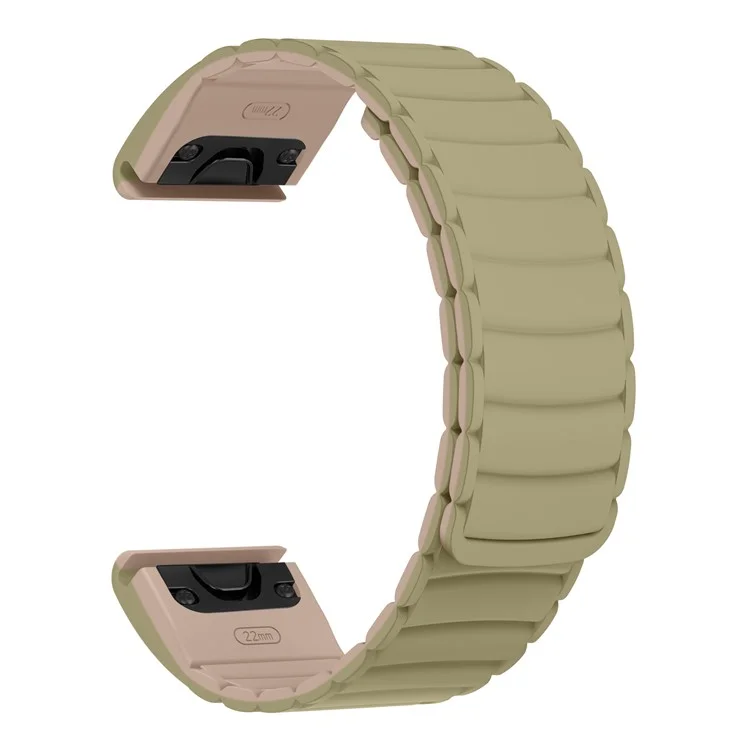 Bracelet de montre universel de 26 mm en silicone magnétique bicolore pour Garmin Fenix 8 51mm / Enduro 3 / Enduro 2 - Camel + Marron Clair