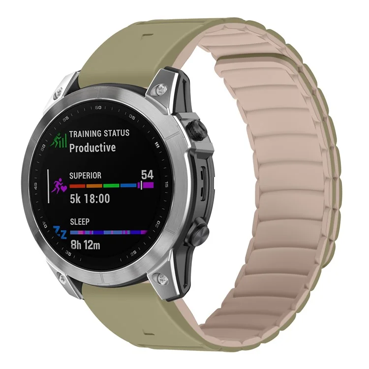 Bracelet de montre universel de 26 mm en silicone magnétique bicolore pour Garmin Fenix 8 51mm / Enduro 3 / Enduro 2 - Camel + Marron Clair